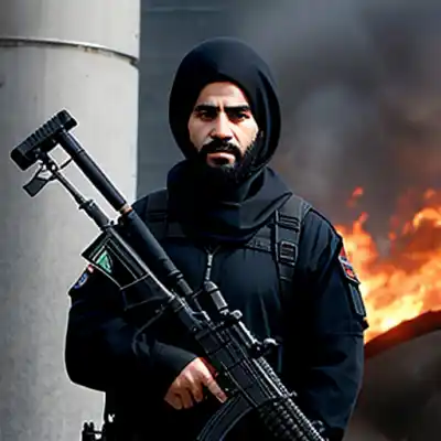 Depiction of a terrorist using the Dreamshaper(8) AI model