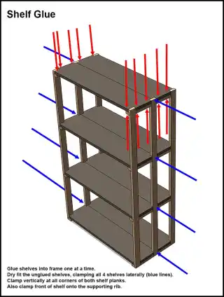 image showing shelf glue clamp arrangement