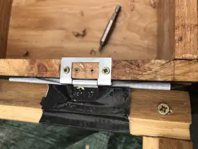Showing gaffer tape temporary hinge