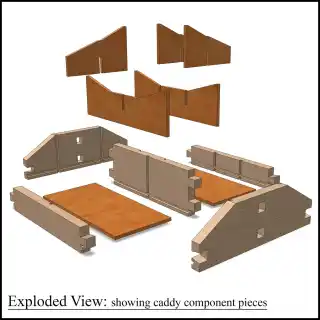 image showing exploded view of caddy component pieces