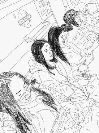 People on a tube train