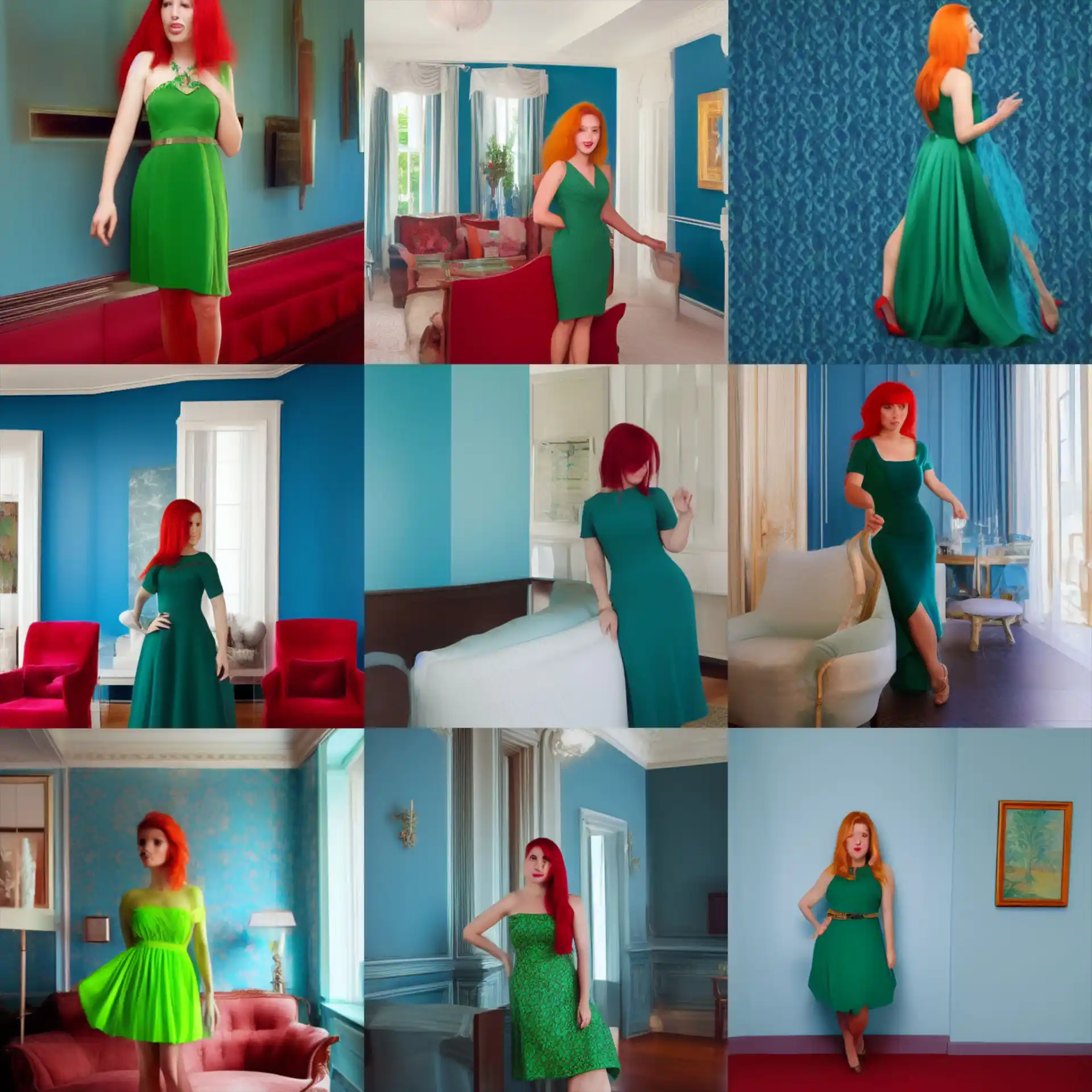 grid of 9 images from ~150 generations matching prompt intent
