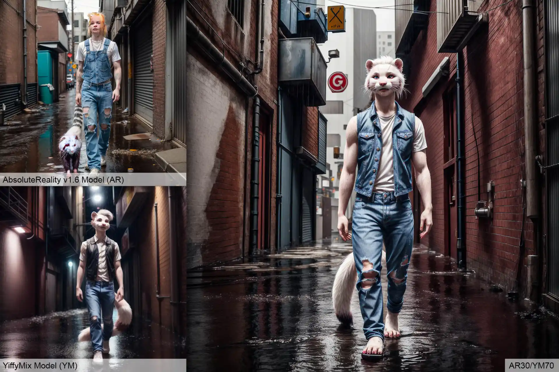 Prompt rendition by various models