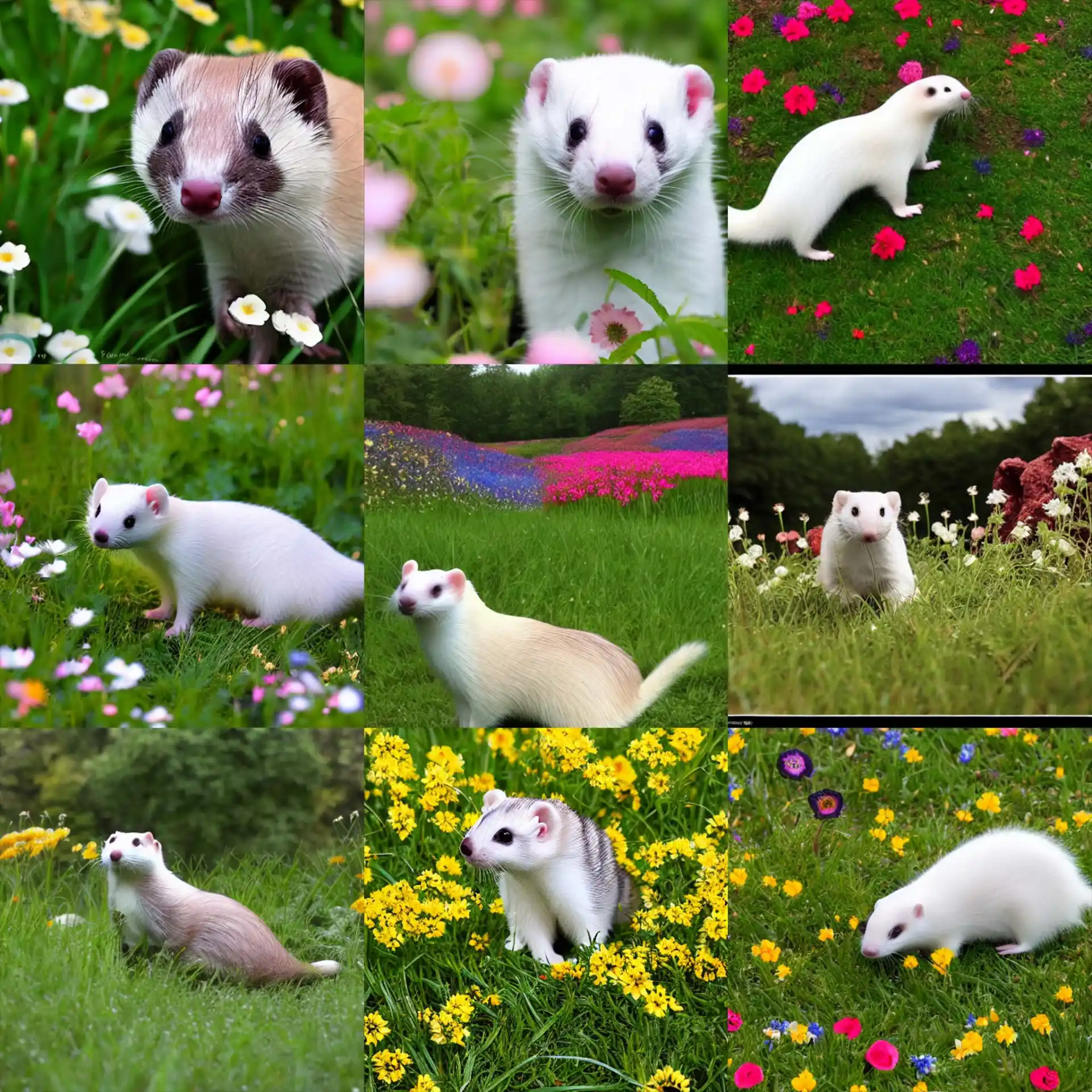 9 white ferrets drawn by Frida