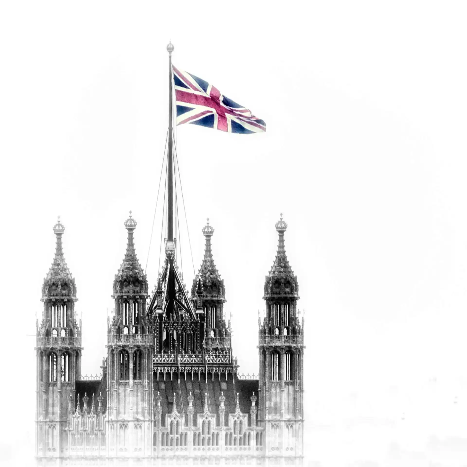 St Stevenson's Tower with union jack.