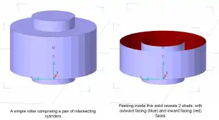 showing internal geometry of overlapping cylinders