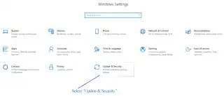 image showing how to access update settings