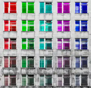 Building facade with 5x5 array of windows - final version.